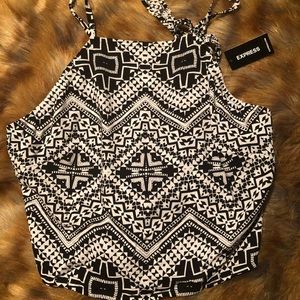 Express Cropped Open Back Top, L